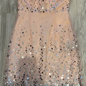 Le Chateau Pink Strapless Sequin Fit and Flare Dress